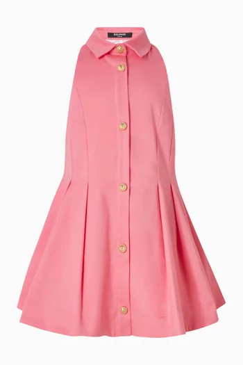 Buttoned Flared Dress in Cotton