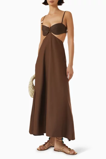 Kalina Open-back Dress in Cotton Blend