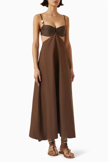 Kalina Open-back Dress in Cotton Blend