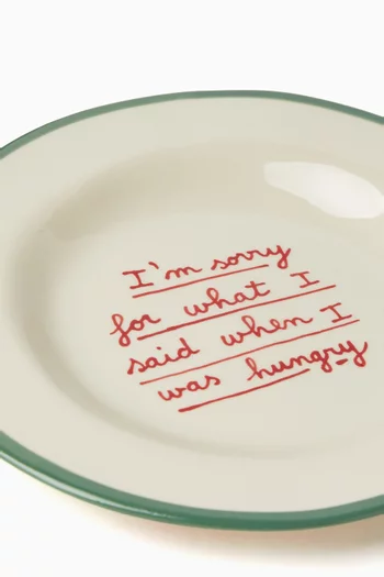 I'm sorry for what I said when I was hungry  Dessert Plate 21 x 21 x 2cm:Green    :One Size|219208787