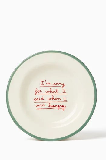 I'm sorry for what I said when I was hungry  Dessert Plate 21 x 21 x 2cm:Green    :One Size|219208787