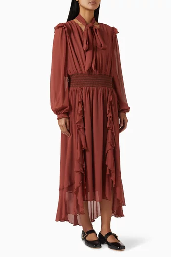 Detachable Scarf Dress in Crepe