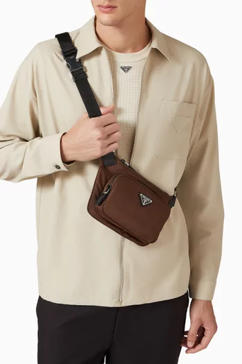 Shoulder Bag in Re-Nylon & Saffiano Leather