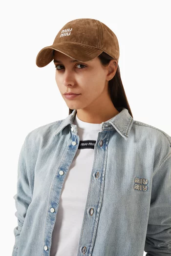 Logo Baseball Cap in Velvet