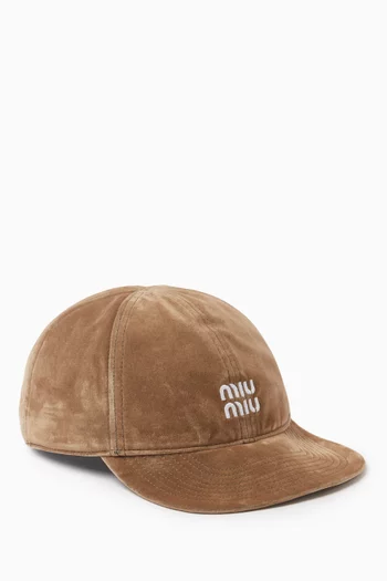 Logo Baseball Cap in Velvet