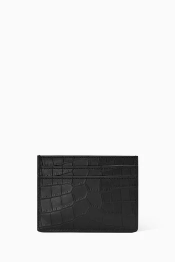 Tiny Cassandre Card Case in Croc-embossed Leather