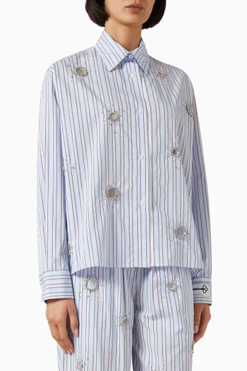 Embellished Striped Shirt in Cotton