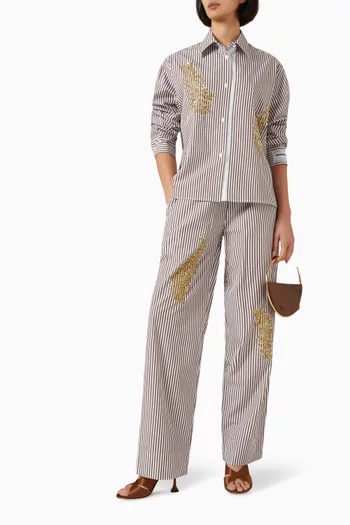 Embellished Striped Shirt in Cotton