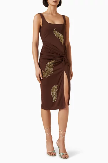 Embellished Tank Top Midi Dress in Knit