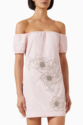 Embellished Off-shoulder Mini Dress