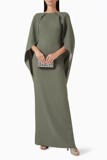 High-neckline Cape-style Maxi Dress