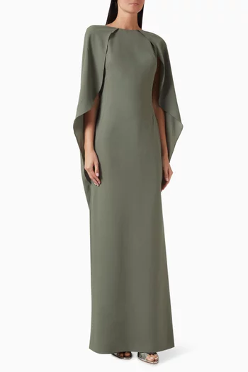High-neckline Cape-style Maxi Dress
