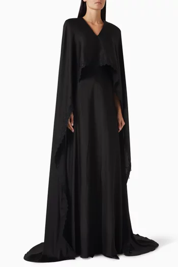Overlay Cape Embroidered Dress