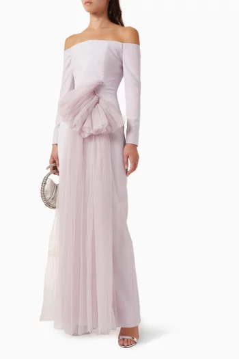Off-shoulder Gown in Crepe