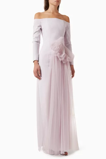 Off-shoulder Gown in Crepe