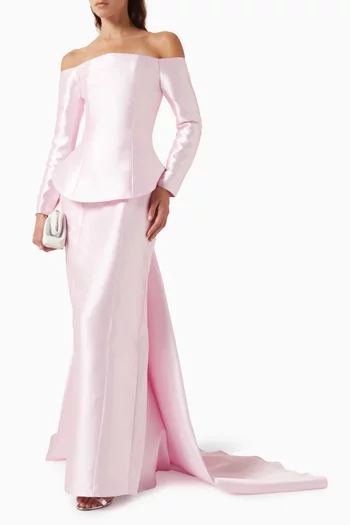 Off-shoulder Gown in Mikado