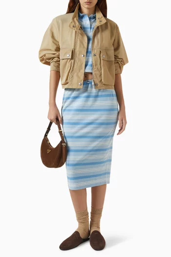 Bayadere-print Midi Skirt in Cotton-piqué