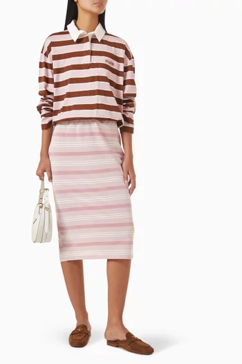 Bayadere-print Midi Skirt in Cotton-piqué