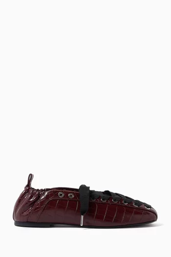 Eyelets Lace-up Ballerina Flats