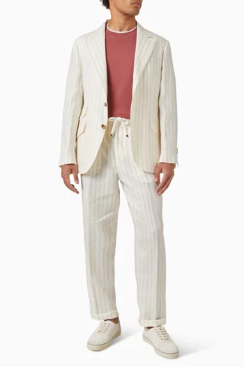 Chalk Stripe Pants in Linen Twill