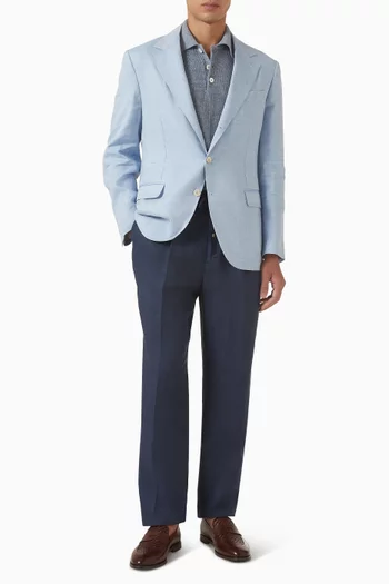 Chevron Deconstructed Blazer in Linen & Wool