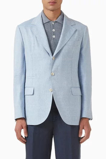 Chevron Deconstructed Blazer in Linen & Wool