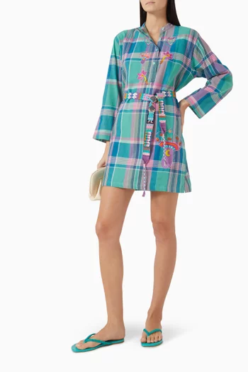 Echoes Plaid Mini Dress in Cotton