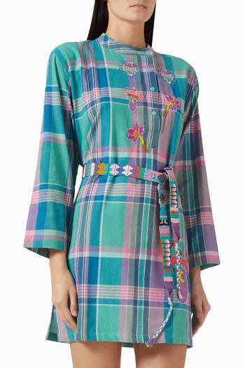 Echoes Plaid Mini Dress in Cotton