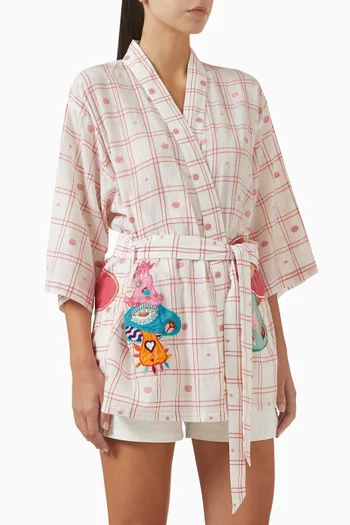 Mushroom Coral Kimono in Cotton