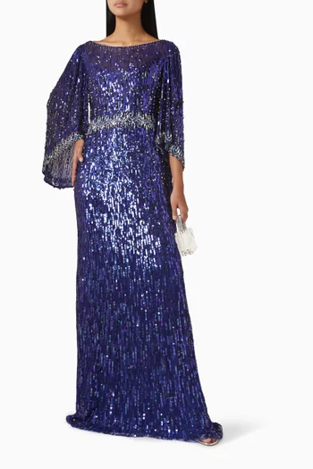 Ines Embellished Cape Gown