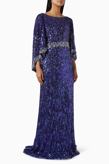 Ines Embellished Cape Gown