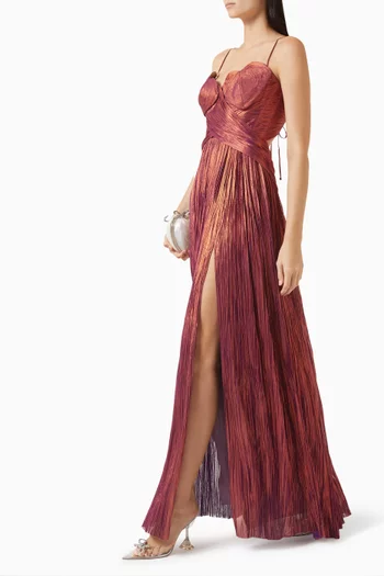 Rovena Pleated Slit Dress