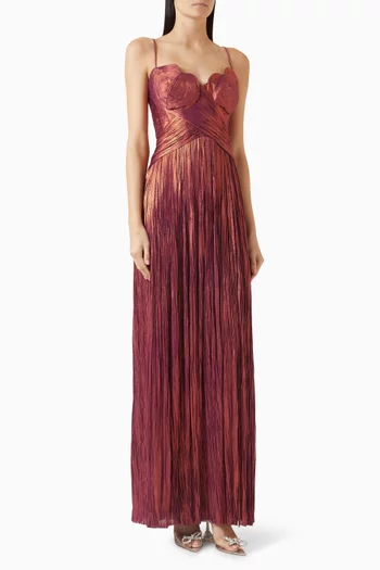 Rovena Pleated Slit Dress