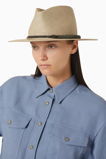Straw Fedora with Leather Band