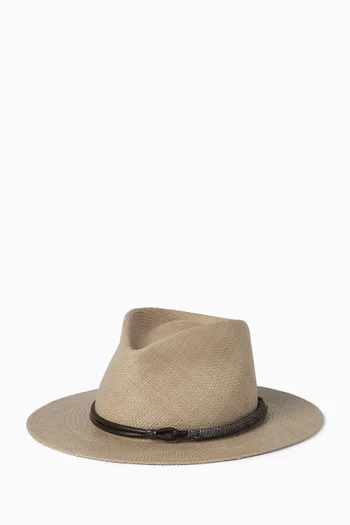 Straw Fedora with Leather Band