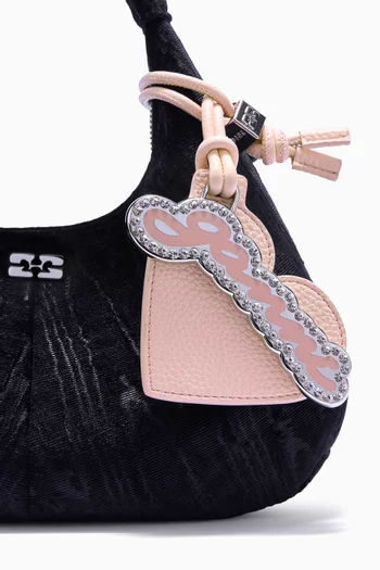 Heart Embellished Keyring in Leather