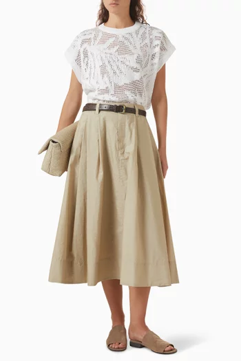 Dazzling Water Lilies T-shirt in Linen-blend Knit