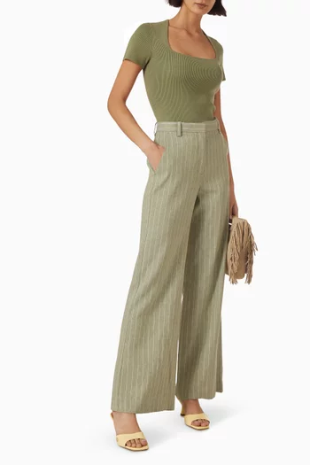 Square-neck Ribbed Sweater in Cotton-blend