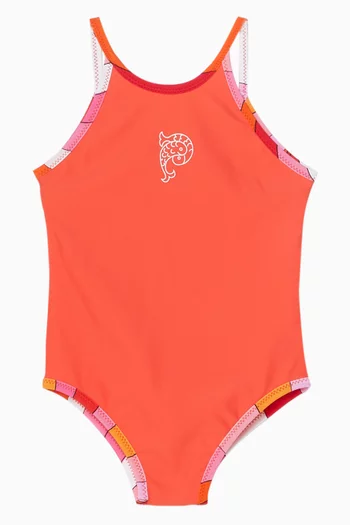 Logo One-piece Swimsuit in Stretch Nylon