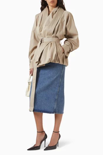 Draped Collar Jacket in Cotton