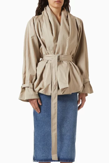 Draped Collar Jacket in Cotton