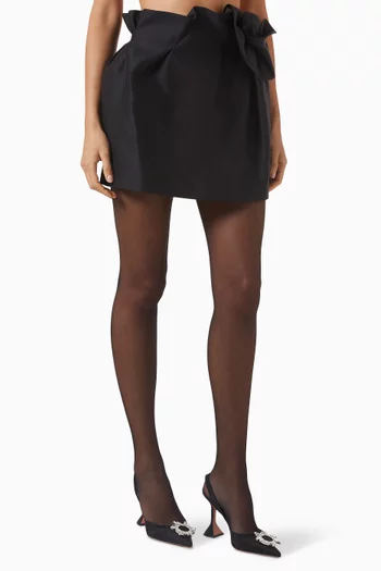 Floral-applique Mini Skirt in Wool & Silk