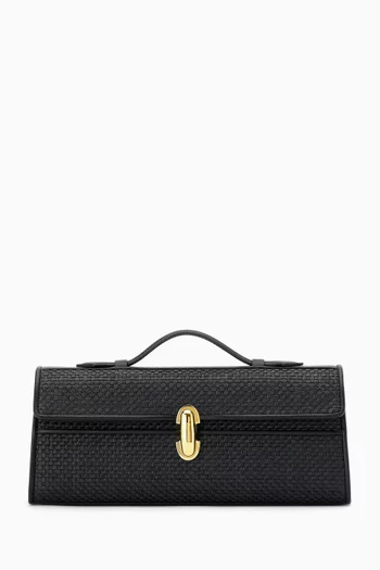 Slim Symmetry Pochette in Woven Raffia