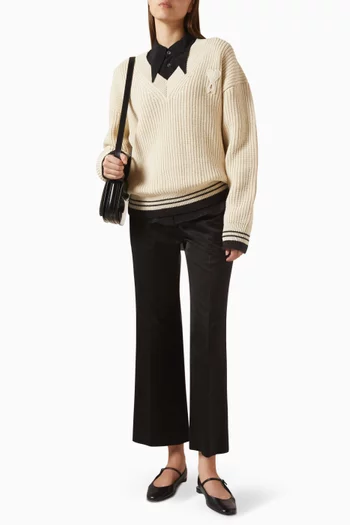 Ami De Coeur V-neck Sweater in Wool-cotton