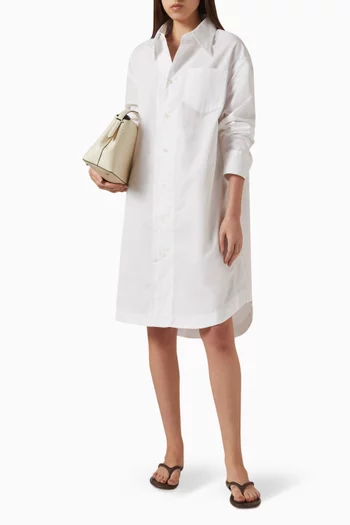 Oversized Logo Shirt Dress in Cotton-poplin