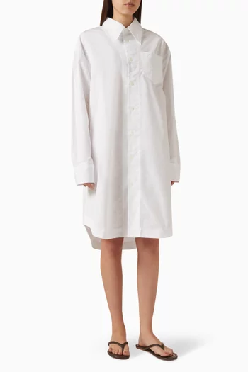 Oversized Logo Shirt Dress in Cotton-poplin