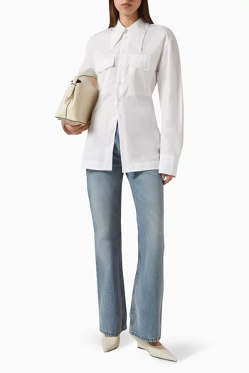 Balloon-sleeve Shirt in Cotton-poplin