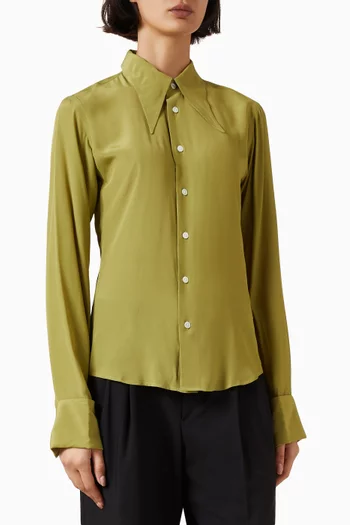 Sharp Collar Shirt in Cotton-poplin