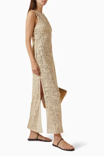 Carmen Geometric Maxi Dress in Cotton-knit