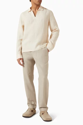 Stretch Cuff Pants in Linen & Cotton